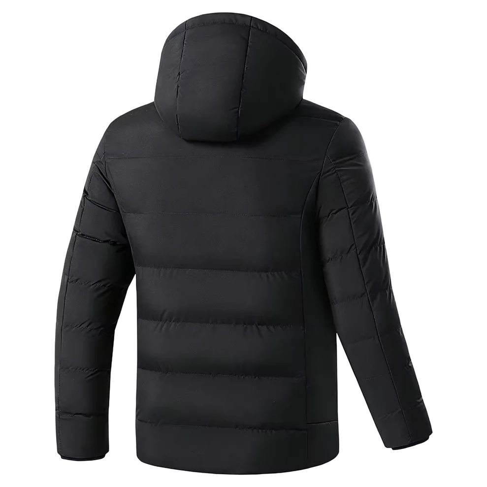Back of the jacket with the back heating area marked